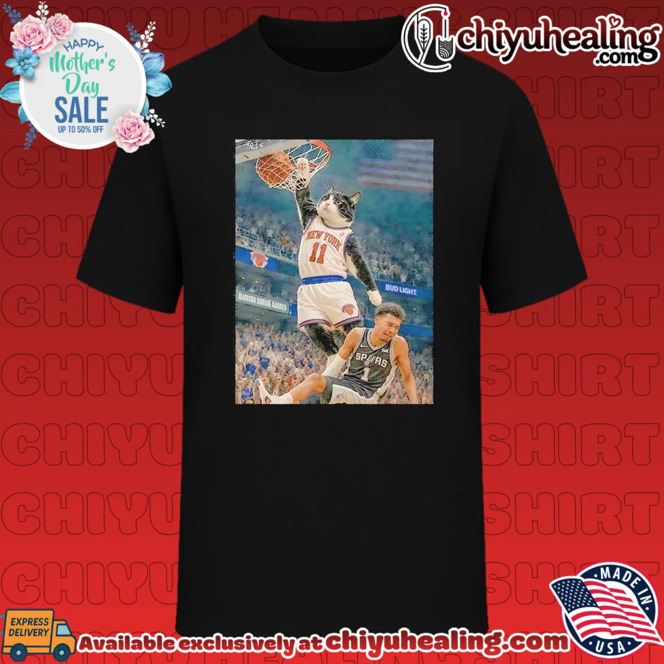 Cat dunking on Victor Wembanyama New York Knicks
