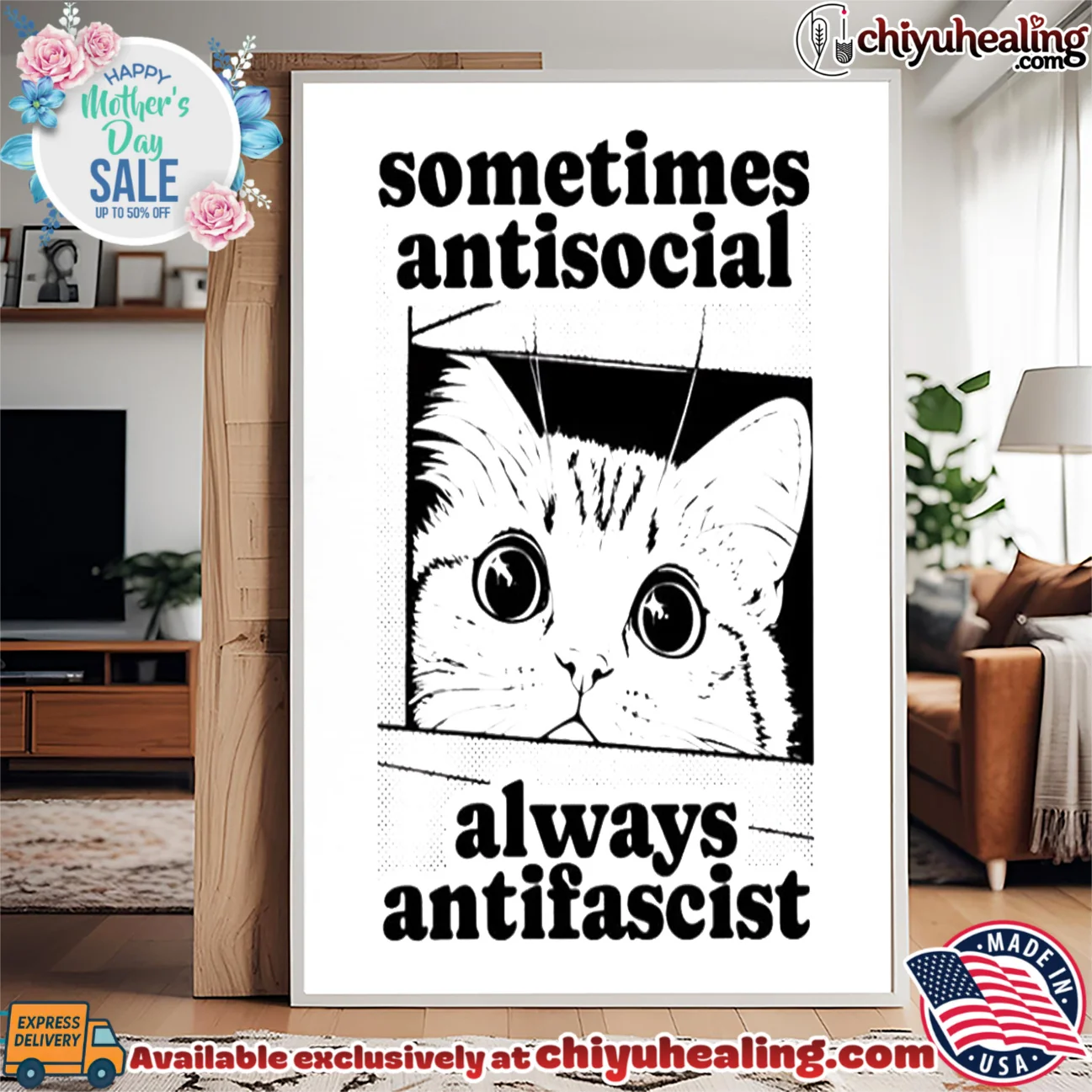 Cat sometimes antisocial always antifascist prime shirt & hoodie | IP Merchandise Cat sometimes antisocial always antifascist