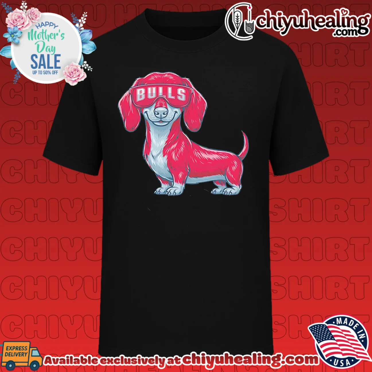 Chicago Bulls Dachshund Dog cartoon
