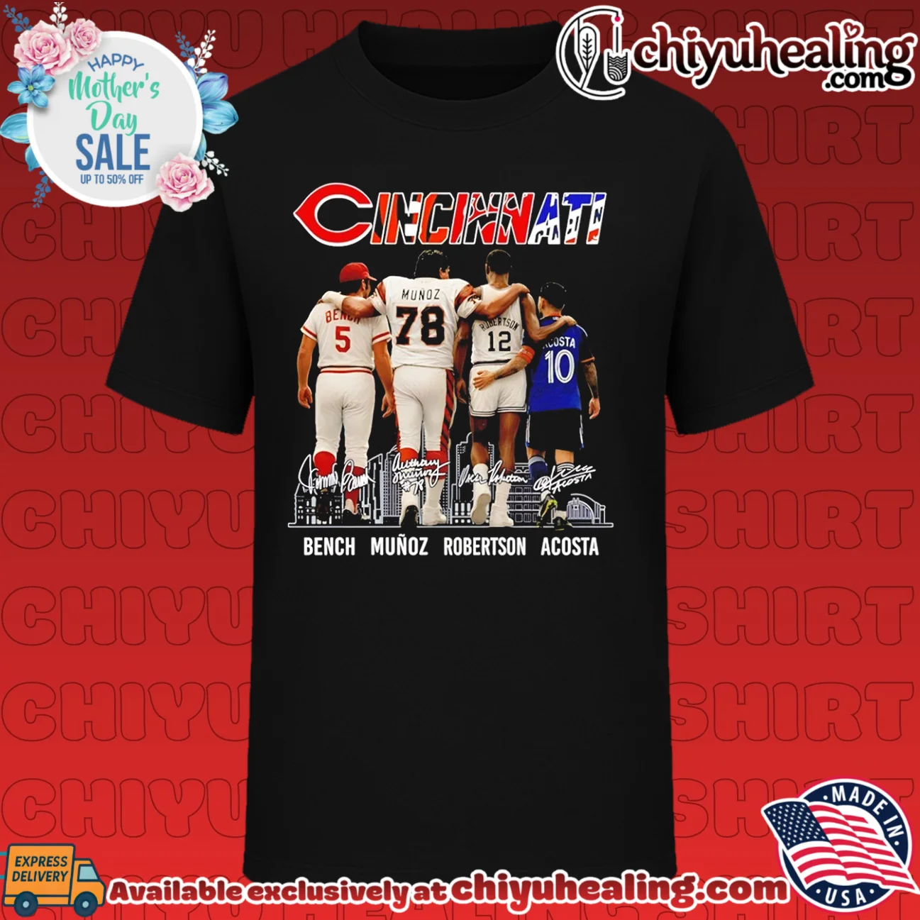 Cincinnati Legends Johnny Bench Anthony Muñoz Oscar Robertson and Luciano Acosta shirt & hoodie