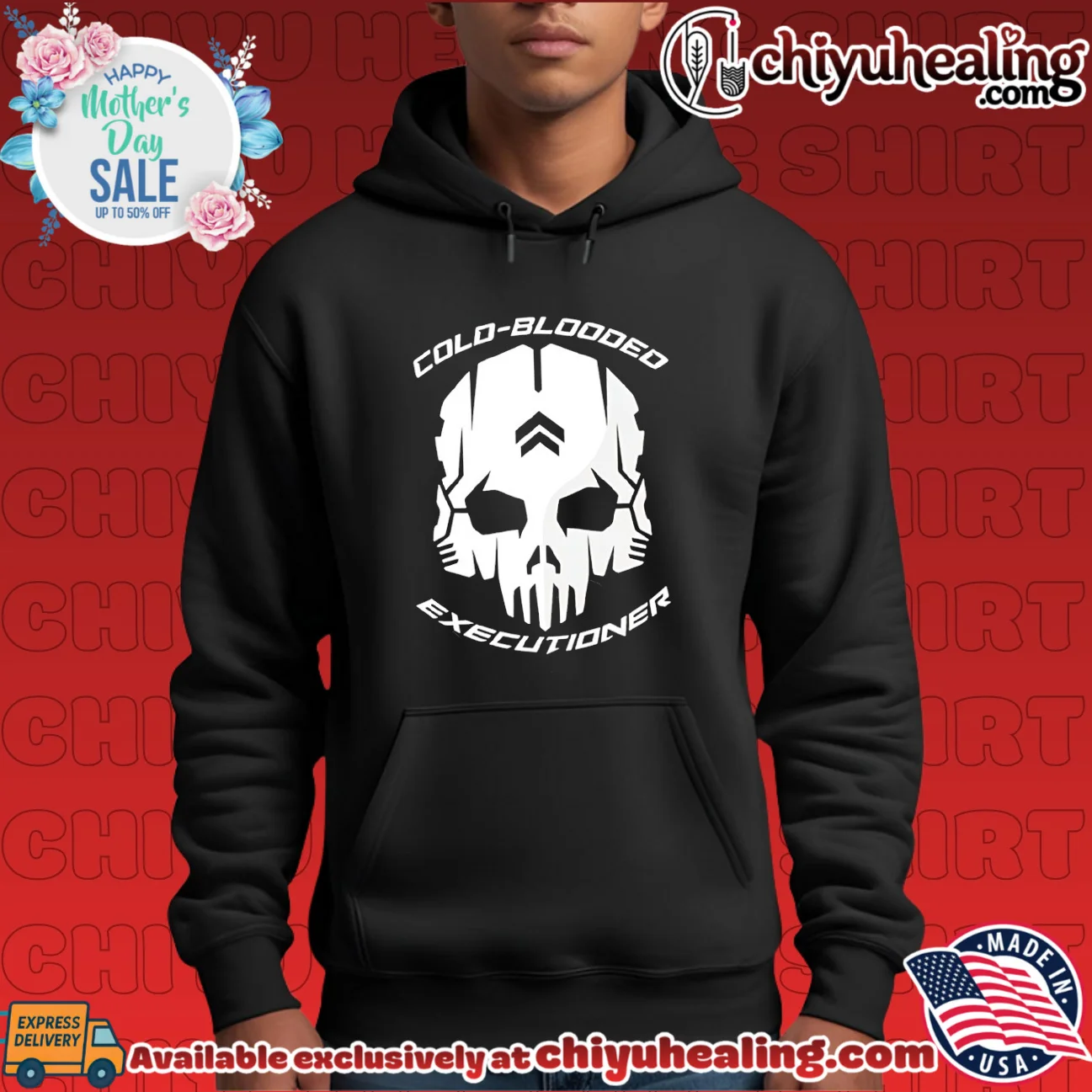 Cold blooded executioner robotic skull graphic statement shirt & hoodie | Exclusive Fan Gear Cold blooded executioner robotic skull graphic statement shirt & hoodie | Exclusive Fan Gear