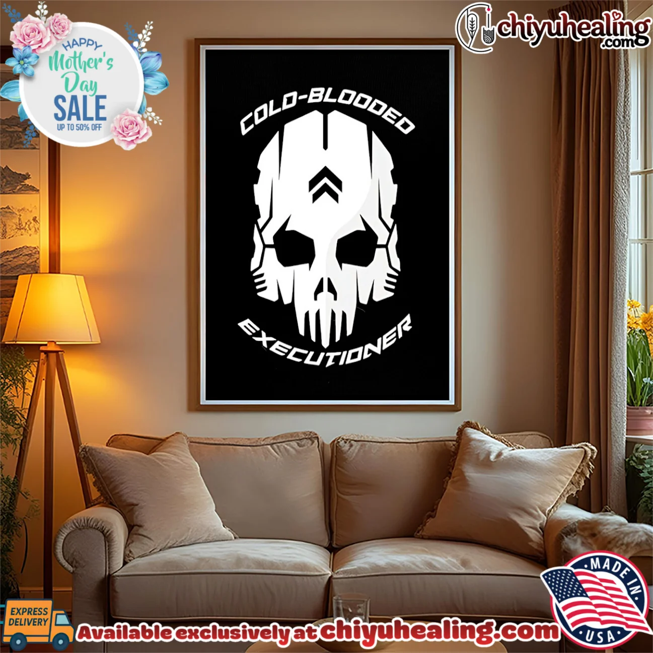 Cold blooded executioner robotic skull graphic statement shirt & hoodie | Exclusive Fan Gear Cold blooded executioner robotic skull graphic