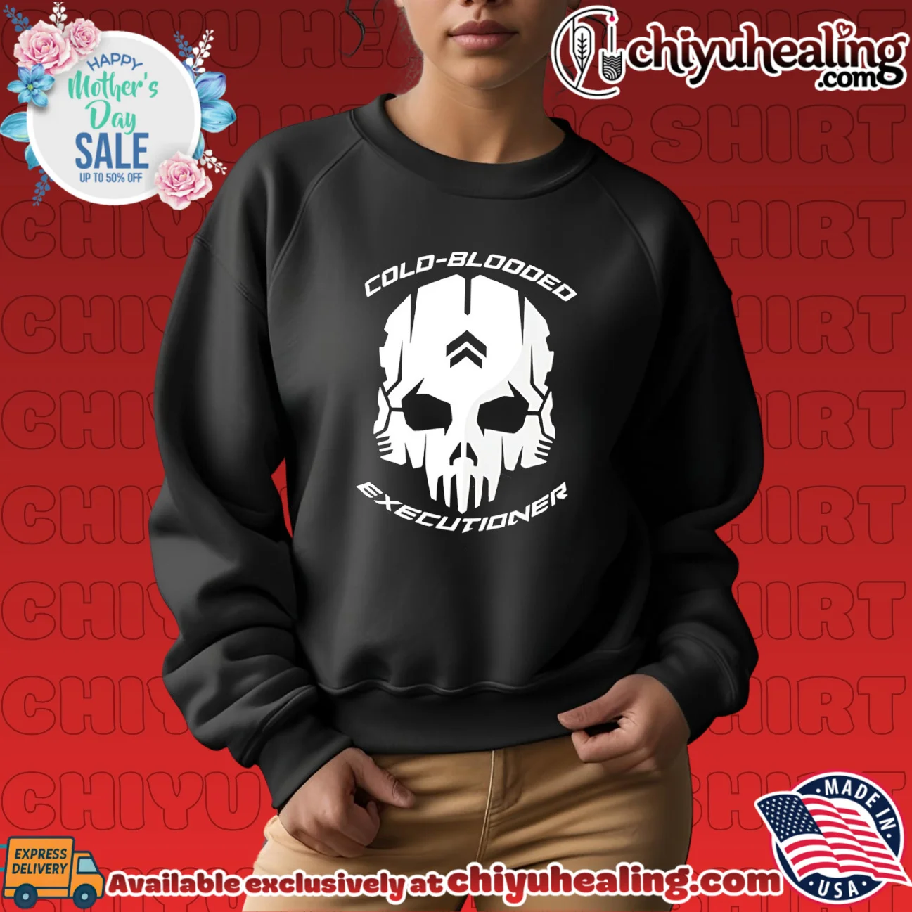 Cold blooded executioner robotic skull graphic statement shirt & hoodie | Exclusive Fan Gear Cold blooded executioner robotic skull graphic