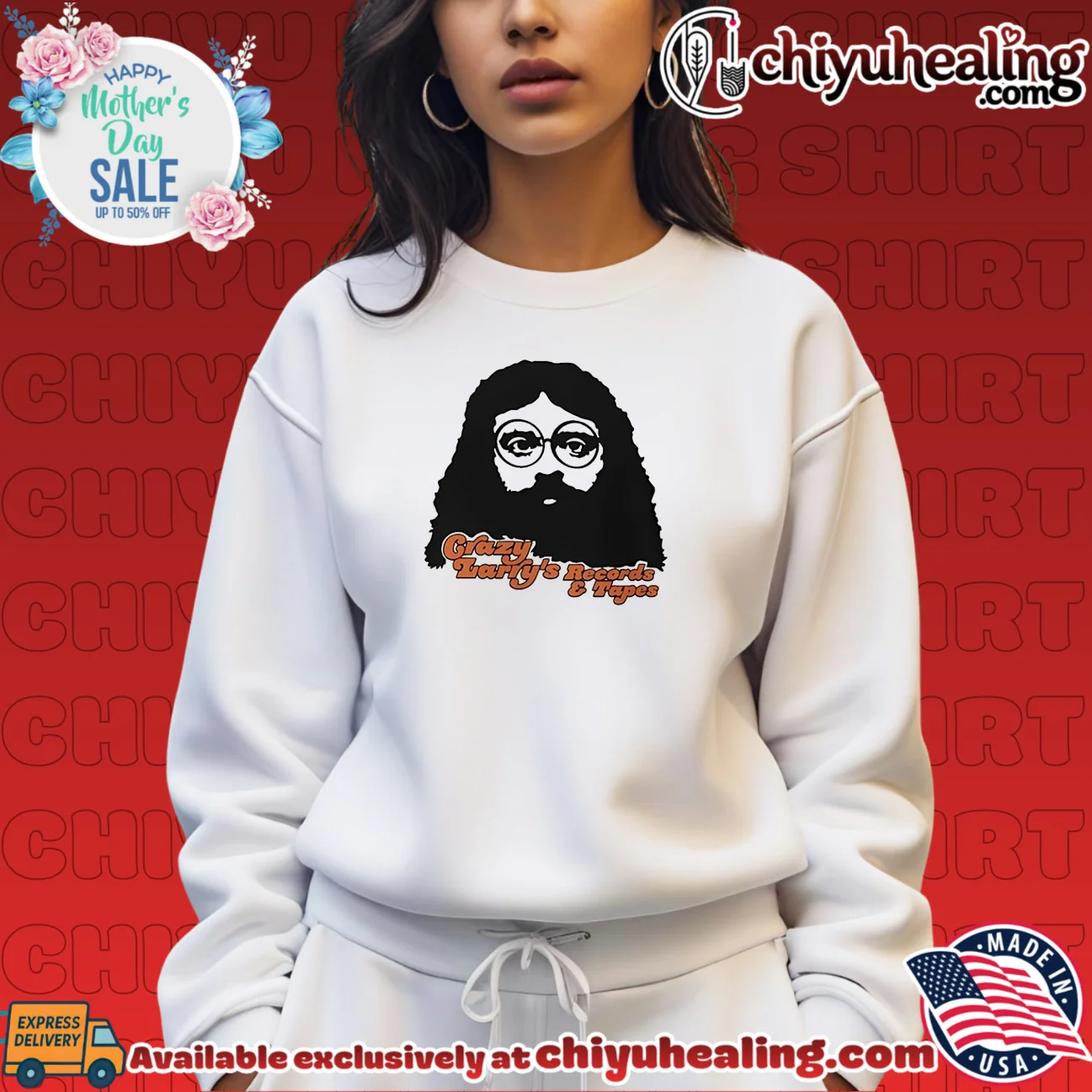 Crazy Larry's records and tapes man portrait prime shirt & hoodie - New Arrival Crazy Larry's records and tapes man portrait