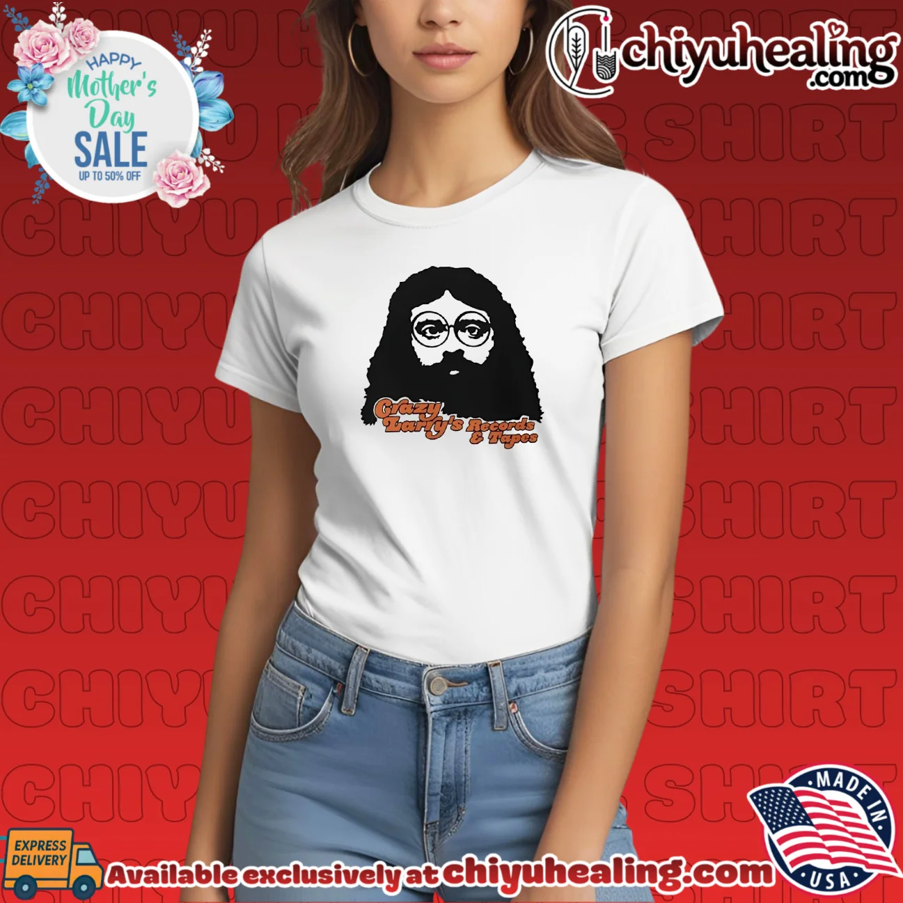 Crazy Larry's records and tapes man portrait prime shirt & hoodie - New Arrival Crazy Larry's records and tapes man portrait