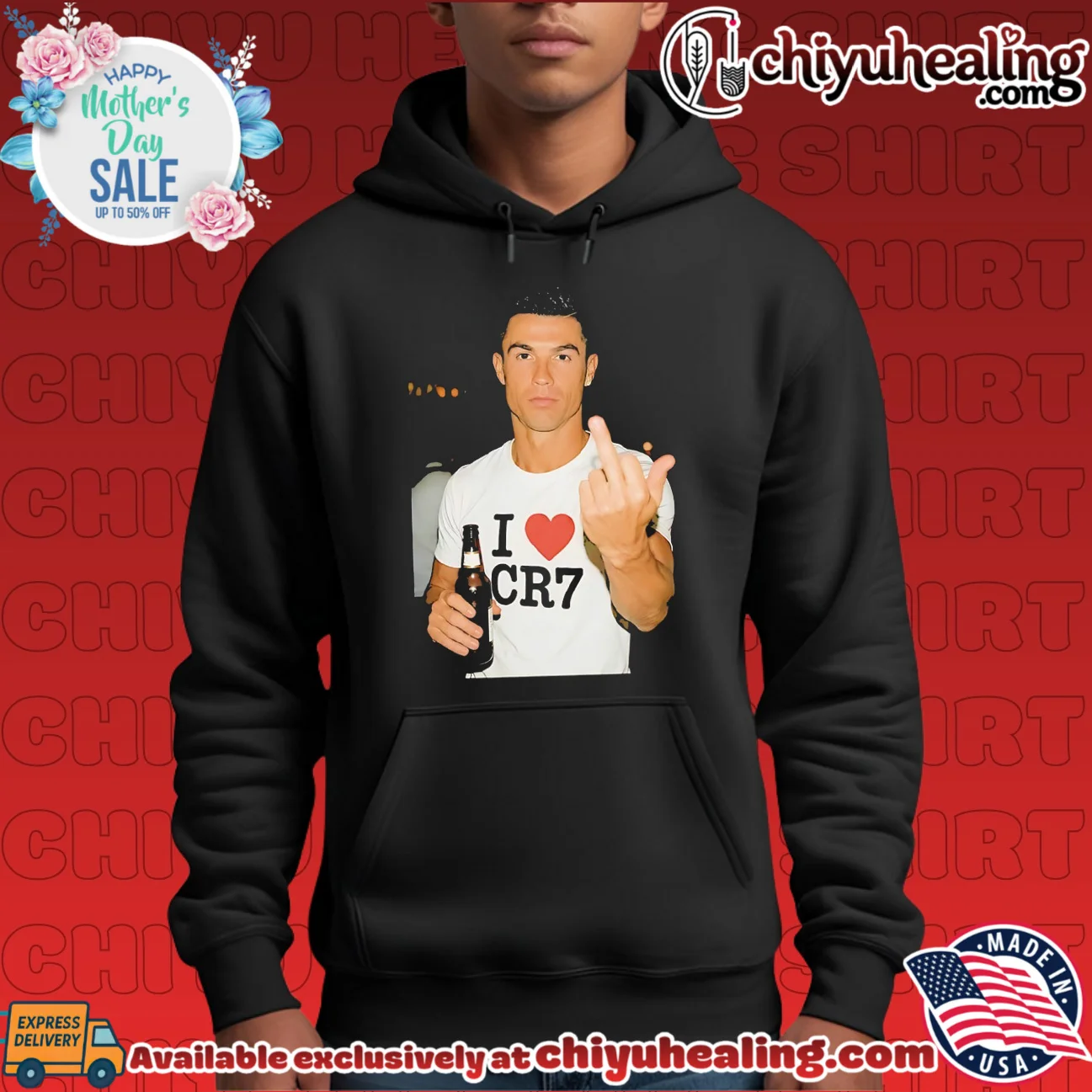Cristiano Ronaldo holding beer middle finger shirt & hoodie Cristiano Ronaldo holding beer middle finger shirt & hoodie