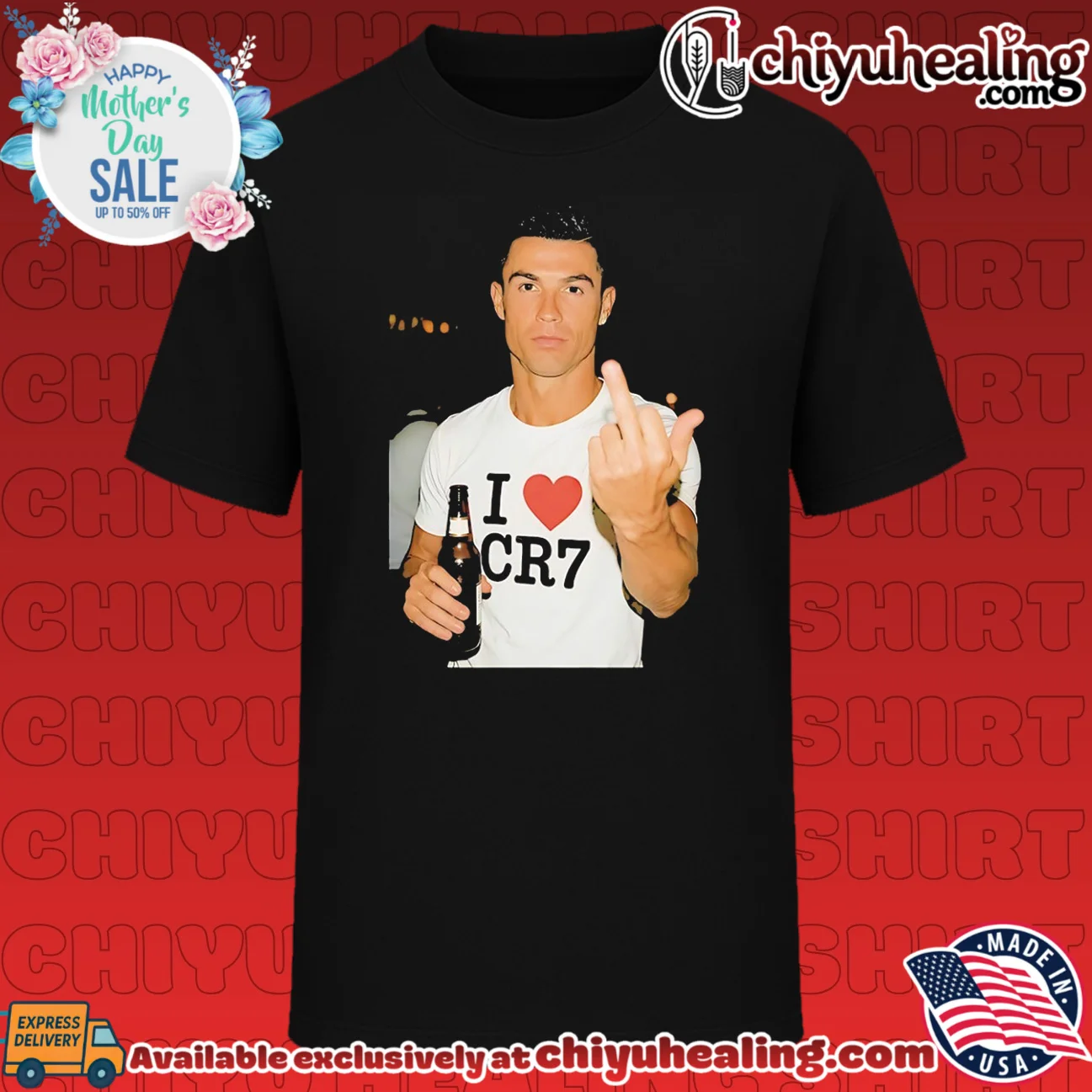 Cristiano Ronaldo holding beer middle finger