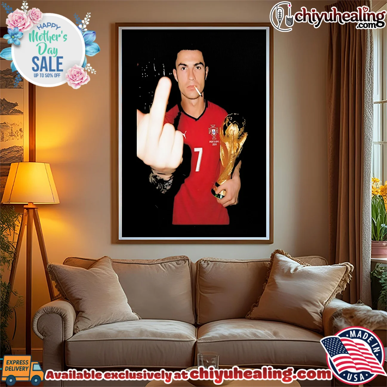 Cristiano Ronaldo holding trophy middle finger shirt & hoodie Cristiano Ronaldo holding trophy middle finger