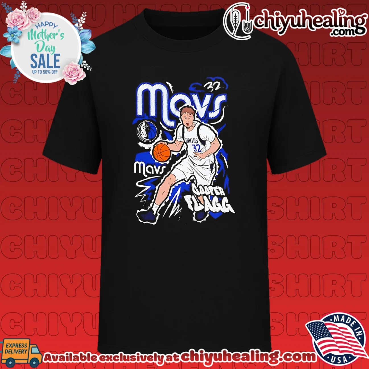 Dallas Mavericks Cooper Flagg comic style graphic