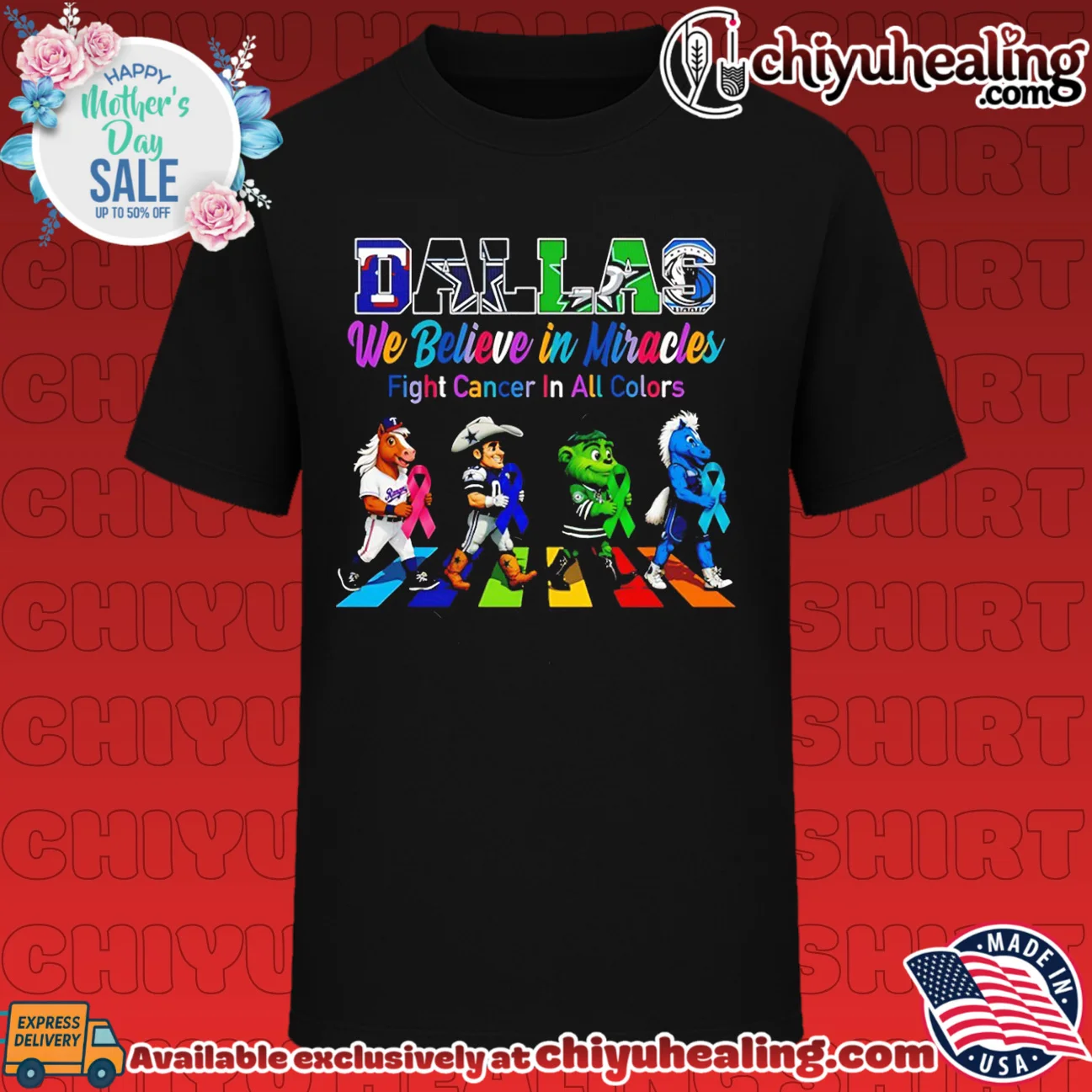 Dallas Sports We believe in Miracles fight cancer on all color abbey road