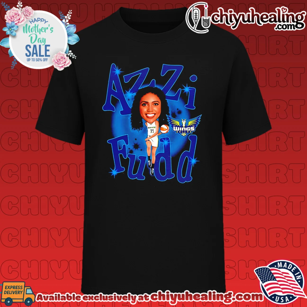 Dallas Wings Azzi Fudd Player caricature shirt