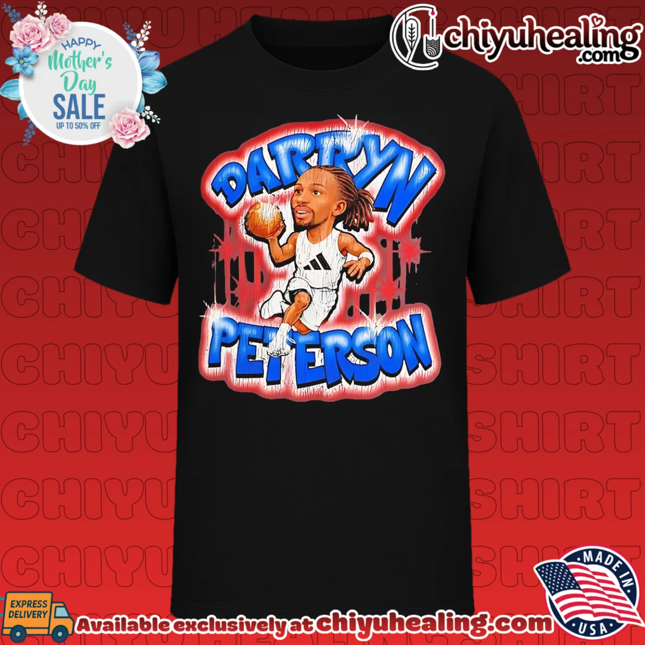 Darryn Peterson Kansas Jayhawks caricature vintage