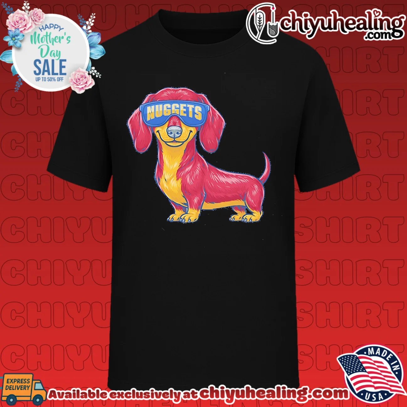 Denver Nuggets Dachshund Dog cartoon