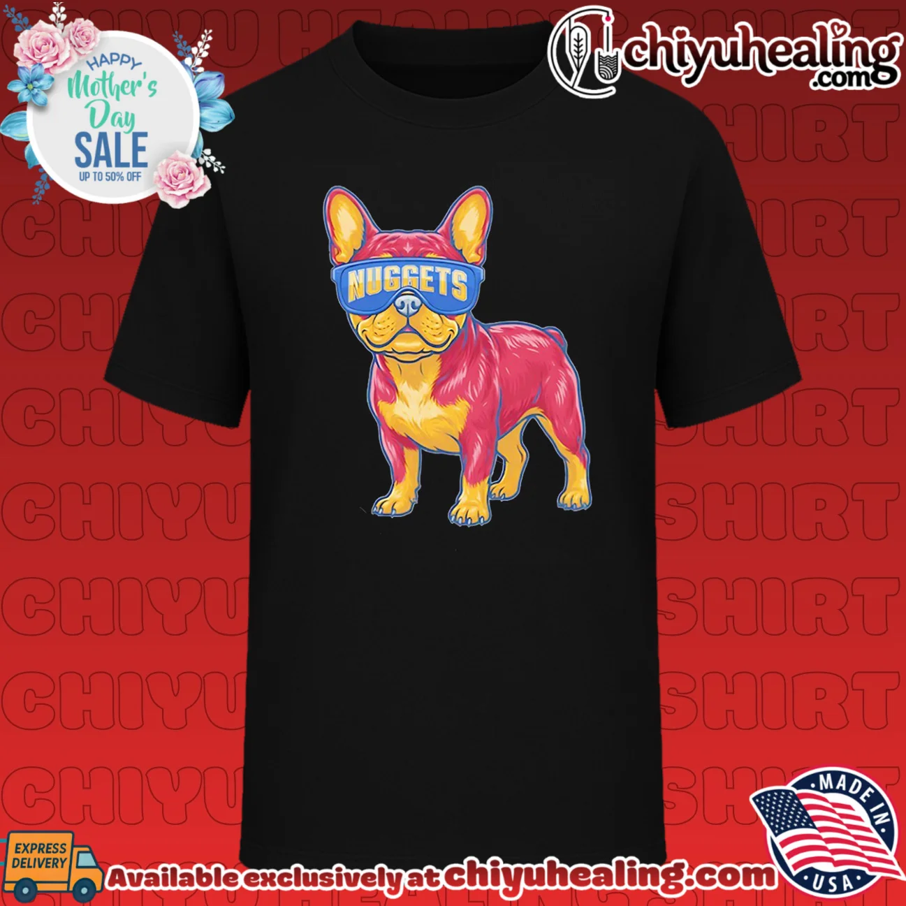 Denver Nuggets French Bulldog cartoon