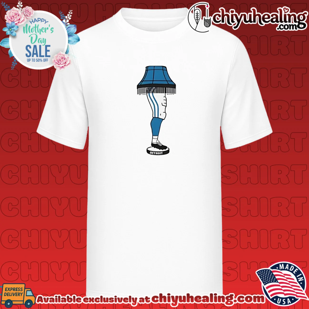 Detroit Lions football leg lamp illustration