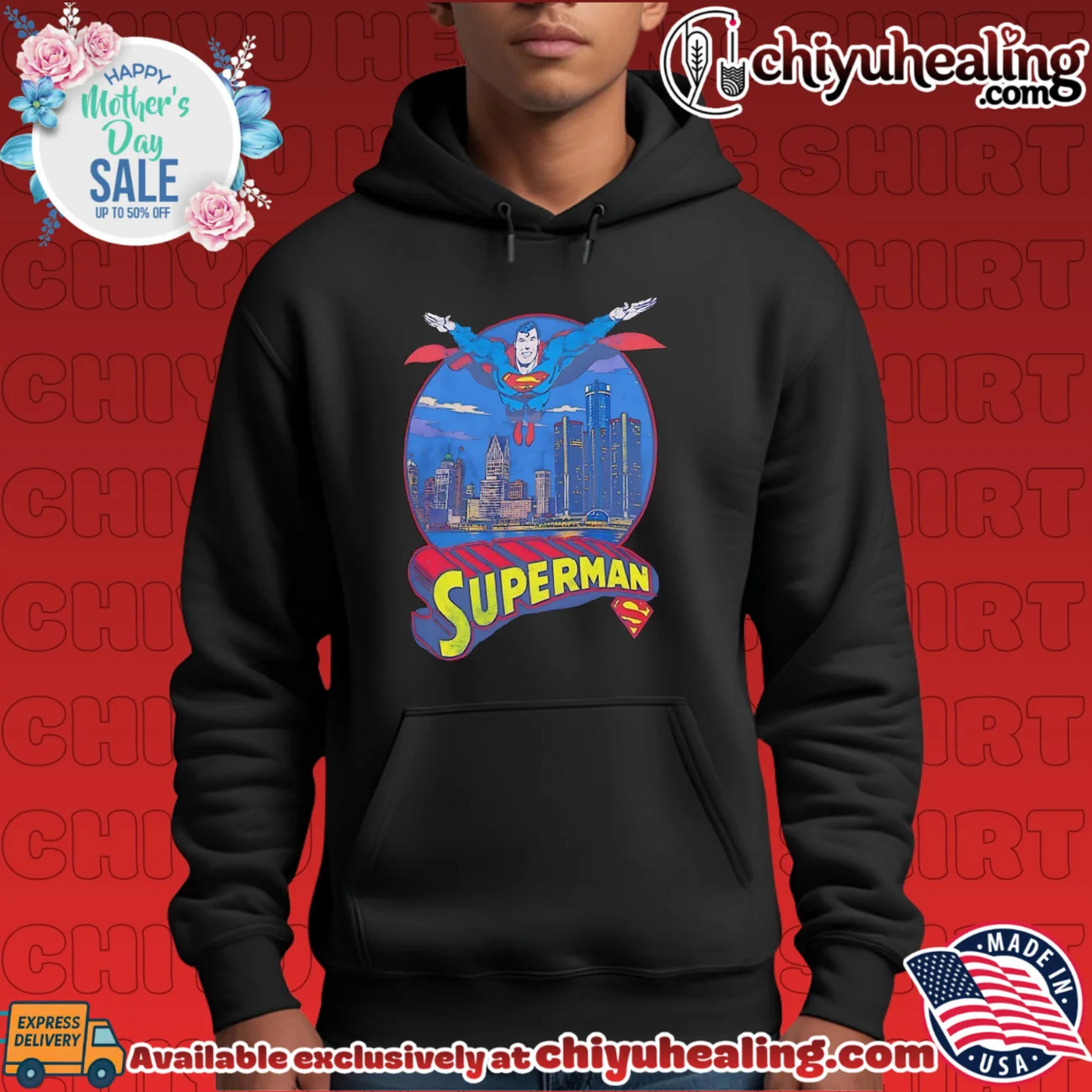 Detroit Superman Jay Towers Motor City Skyline retro shirt & hoodie | Iconic Look Detroit Superman Jay Towers Motor City Skyline retro shirt & hoodie | Iconic Look