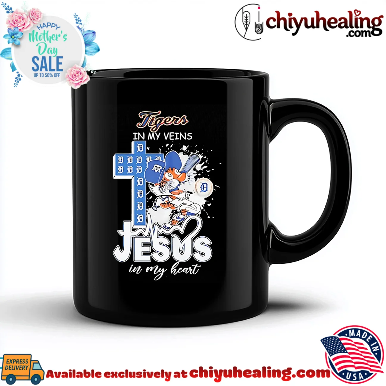 Detroit Tiger in my veins Jesus in my heart shirt & hoodie Detroit Tiger in my veins Jesus in my heart