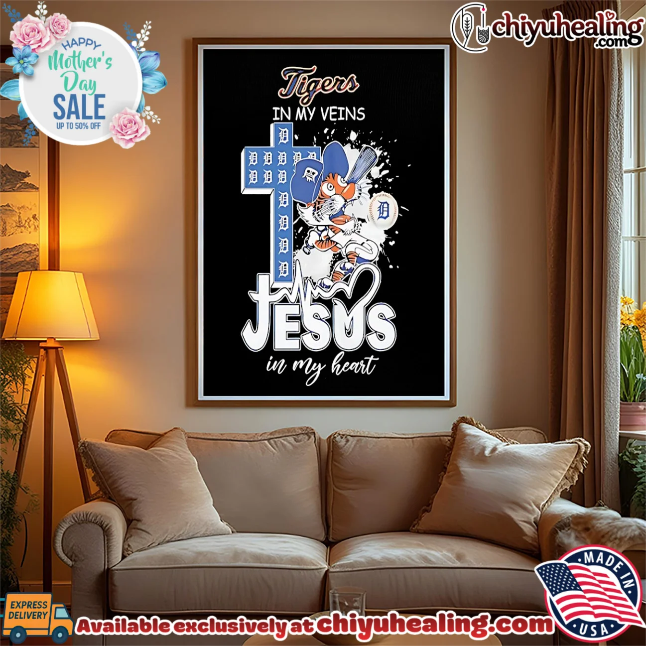 Detroit Tiger in my veins Jesus in my heart shirt & hoodie Detroit Tiger in my veins Jesus in my heart