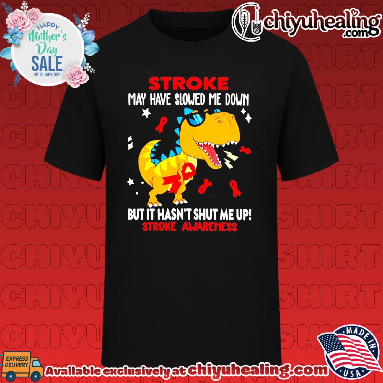 Dinosaurs stroke may have slowed me down but it hasn't shut me up stroke awareness shirt