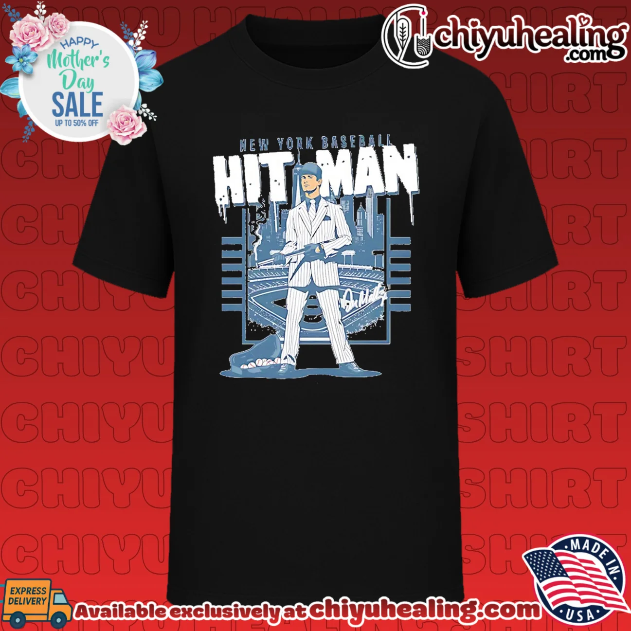 Don Mattingly New York Yankees Hit Man skyline signature