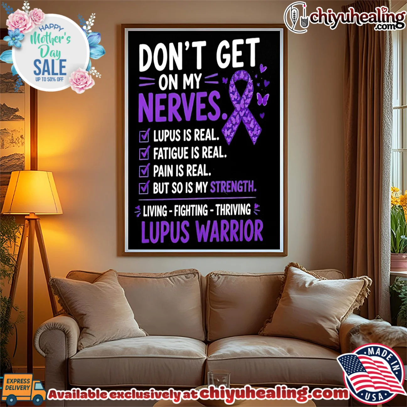 Don't get on my nerves lupus is real purple ribbon essential shirt & hoodie | Modern Street Style Don't get on my nerves lupus is real purple ribbon