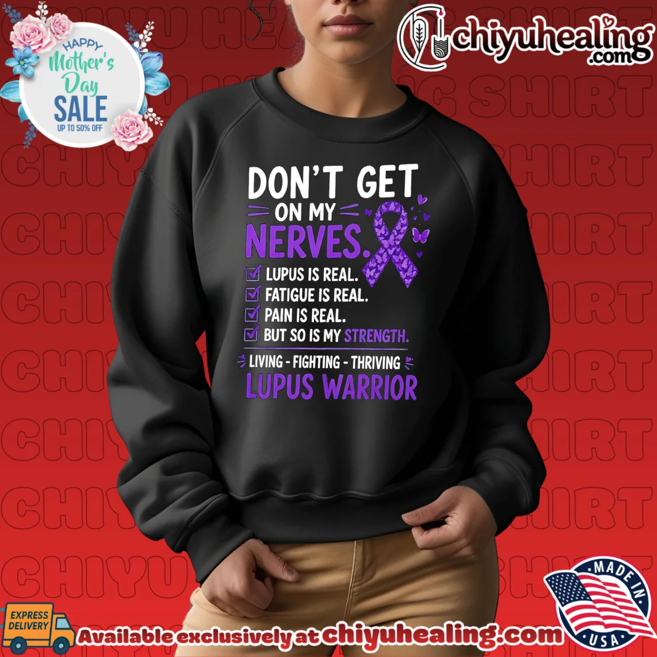 Don't get on my nerves lupus is real purple ribbon essential shirt & hoodie | Modern Street Style Don't get on my nerves lupus is real purple ribbon