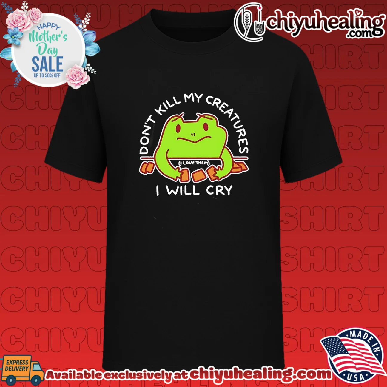 Don't kill my creatures I will cry i love them sad cartoon frog playin card shirt