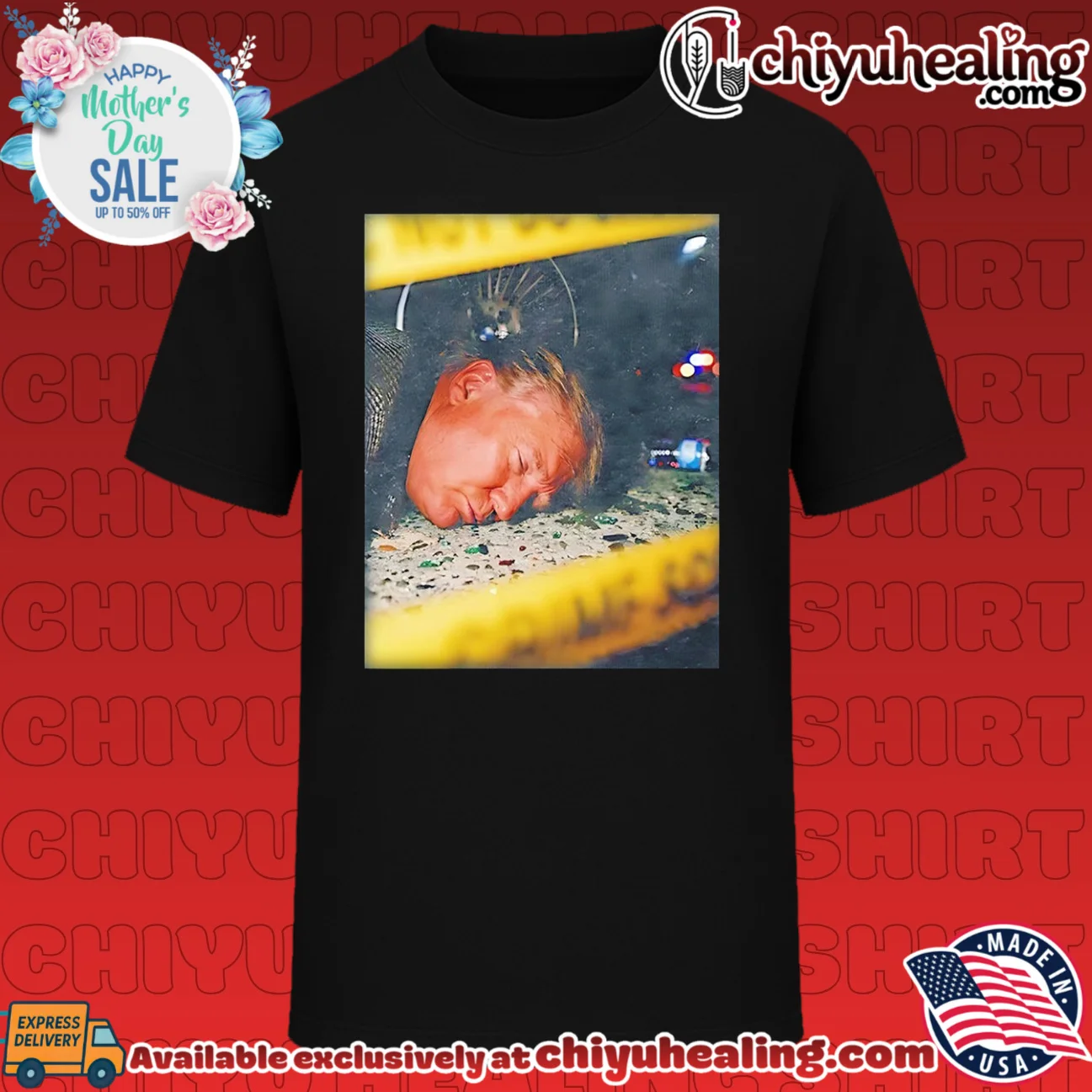 Donald Trump car crash crime scene zoom in shirt & hoodie