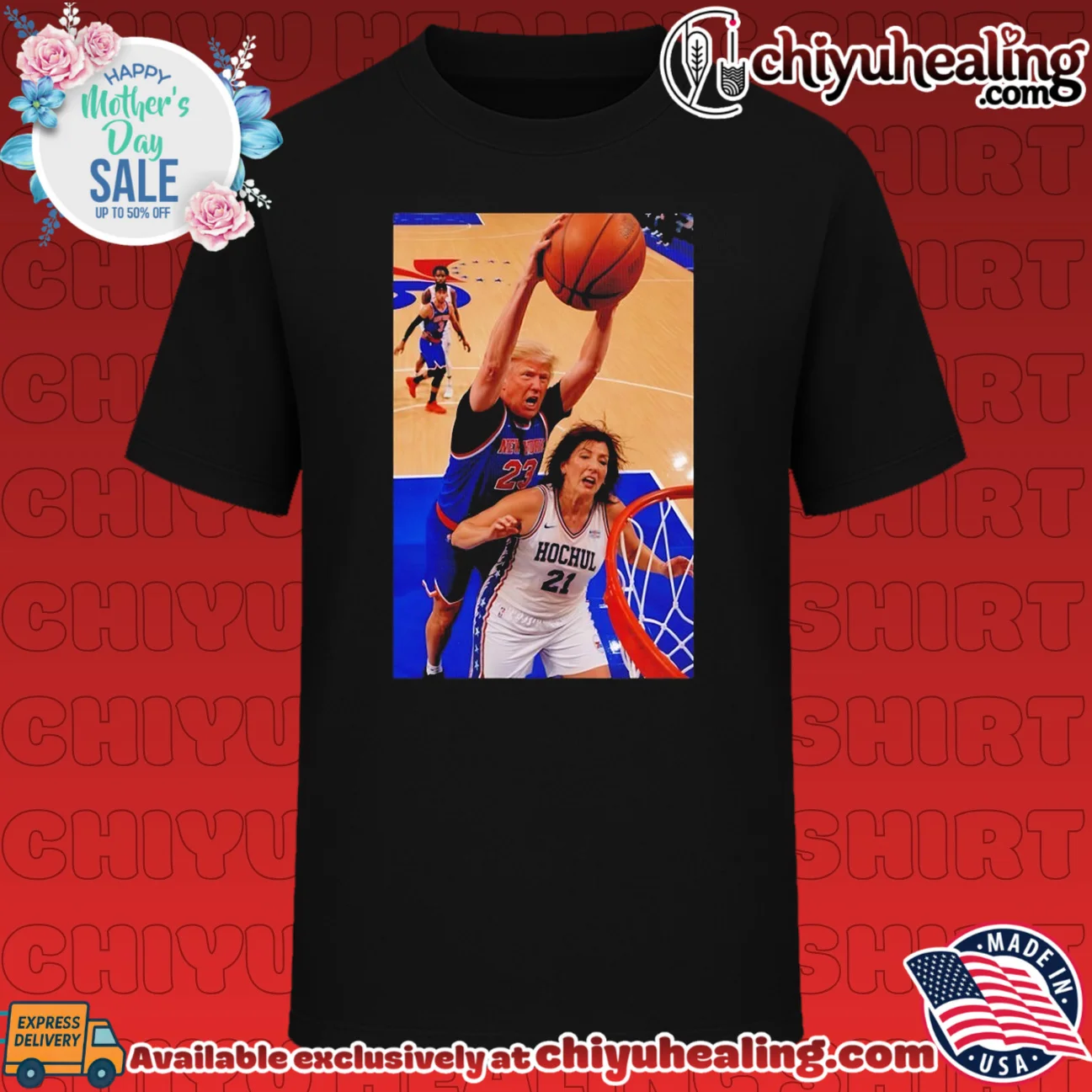 Donald Trump slam dunk Kathy Hochul New York Knicks Basketball court game shirt