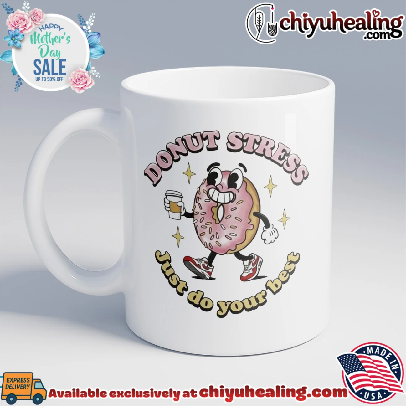 Donut Stress Just Do Your Best Retro Cartoon Graphic signature shirt & hoodie - Ultimate Gift Edition Donut Stress Just Do Your Best Retro Cartoon Graphic