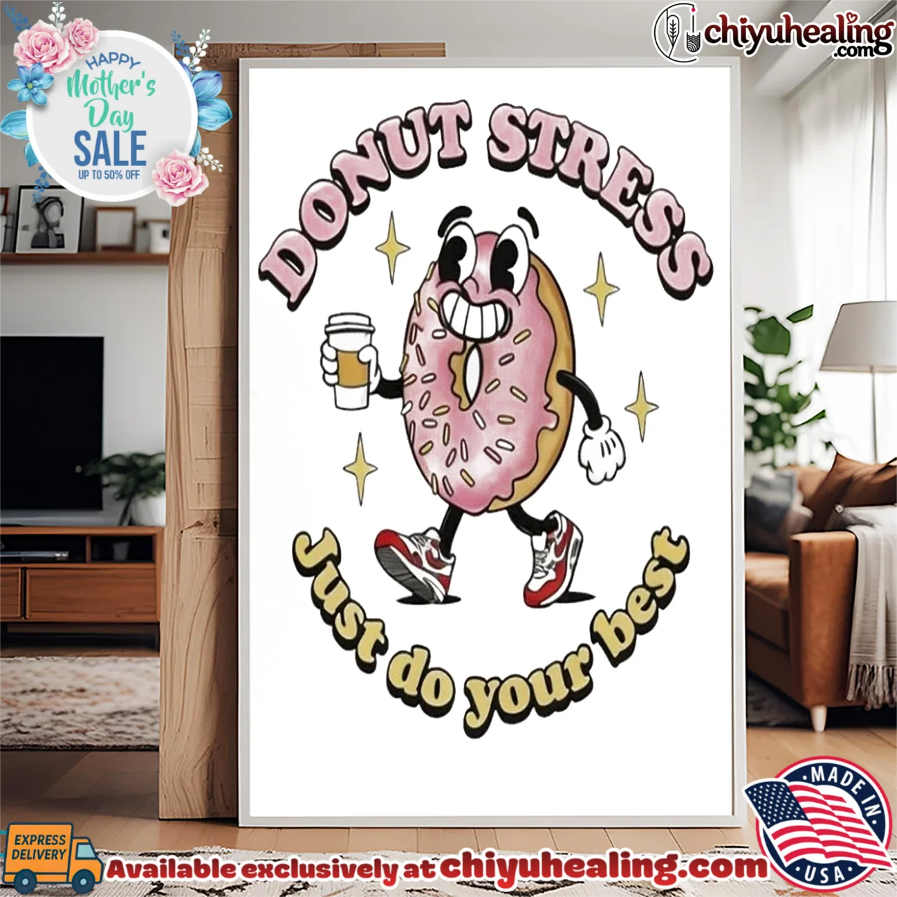 Donut Stress Just Do Your Best Retro Cartoon Graphic signature shirt & hoodie - Ultimate Gift Edition Donut Stress Just Do Your Best Retro Cartoon Graphic