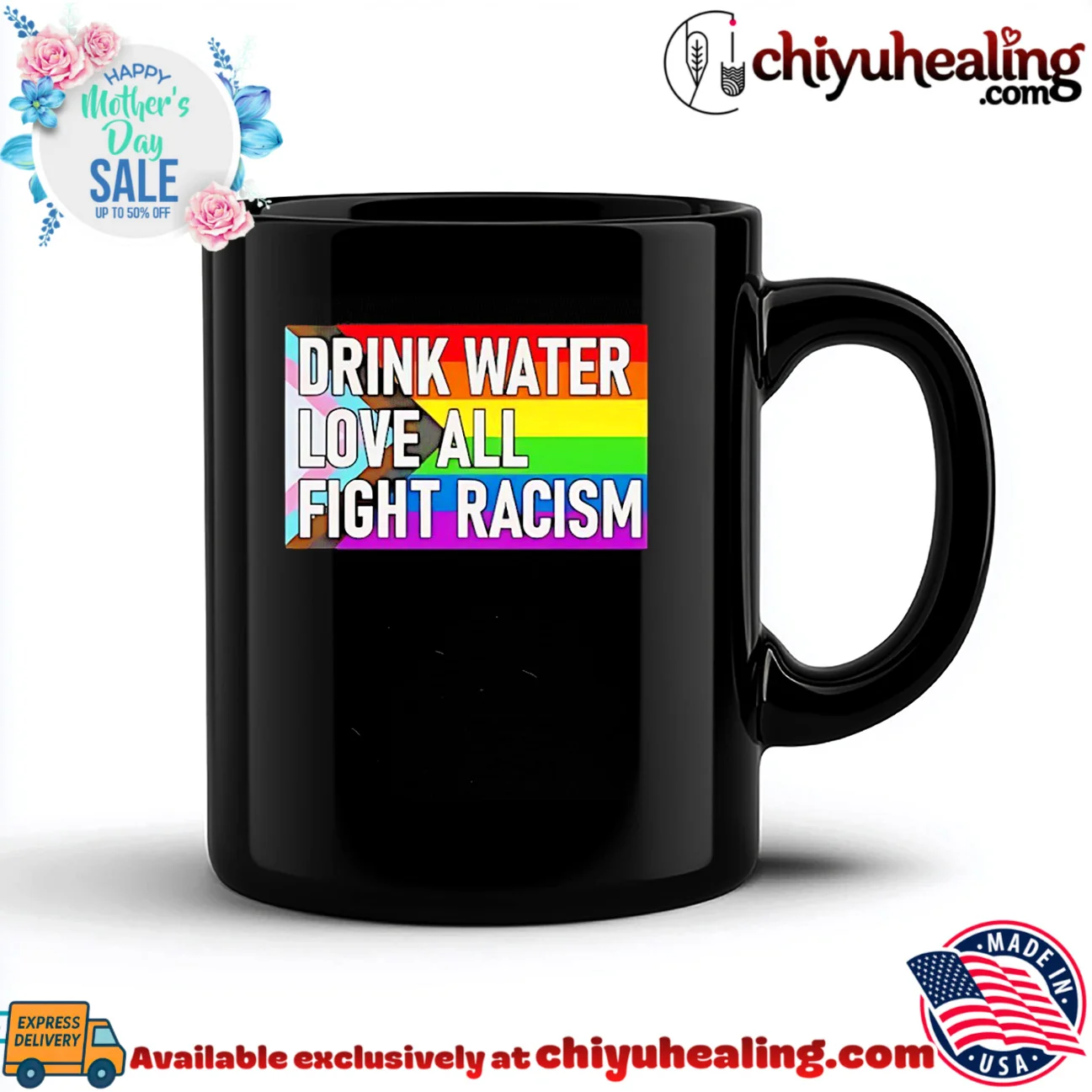 Drink water love all fight racism pride flag elite shirt & hoodie - Ultimate Gift Edition Drink water love all fight racism pride flag