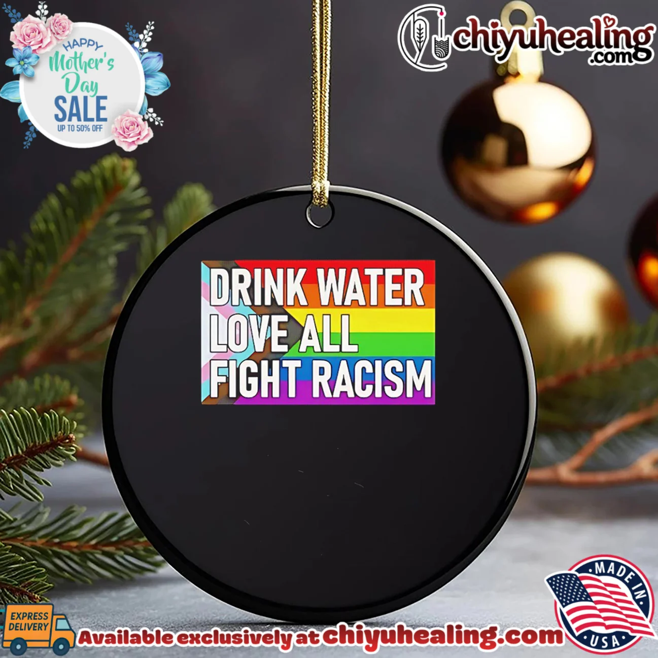 Drink water love all fight racism pride flag elite shirt & hoodie - Ultimate Gift Edition Drink water love all fight racism pride flag