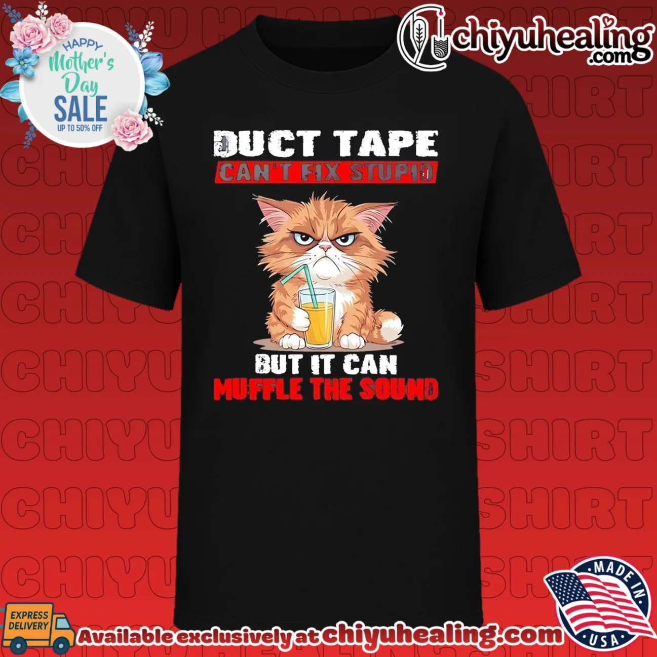 Duct tape can't fix stupid but it can muffle the sound cartoon cat shirt & hoodie