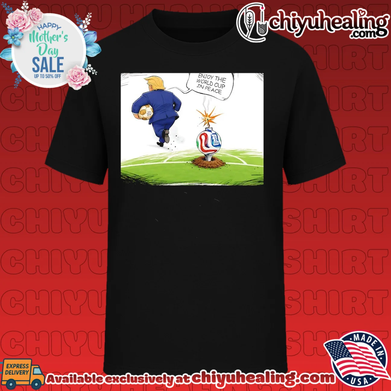 Enjoy the World Cup in peace running away Trump graphic
