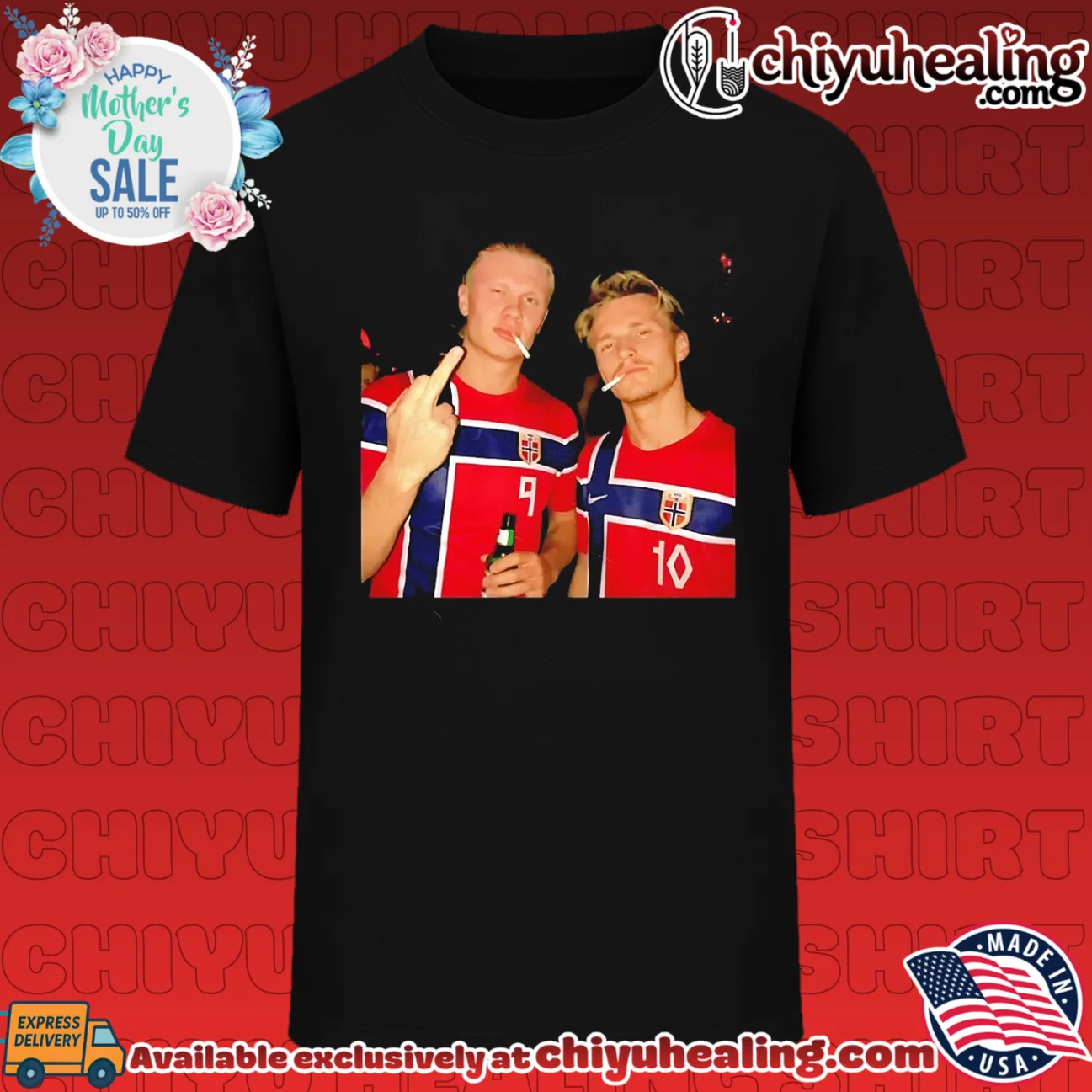 Erling Haaland and Martin Odegaard Norway smoking middle finger