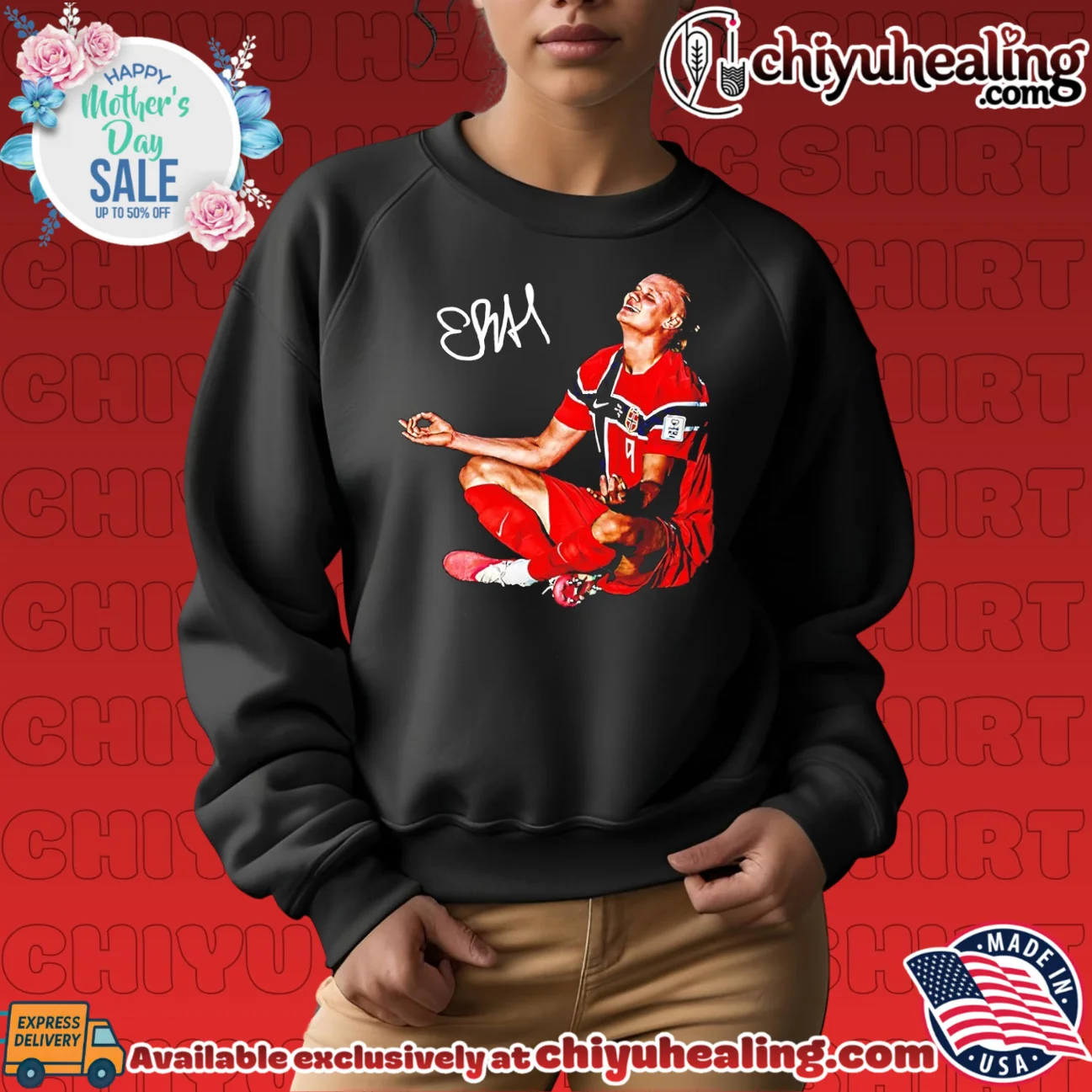 Erling Haaland Norway National Team Meditation Pose signature shirt & hoodie Erling Haaland Norway National Team Meditation Pose signature