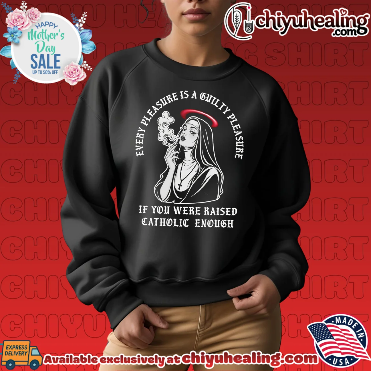 Every pleasure is a guilty pleasure if you were raised catholic enough grail shirt & hoodie | Limited Stock Edition Every pleasure is a guilty pleasure if you were raised catholic enough