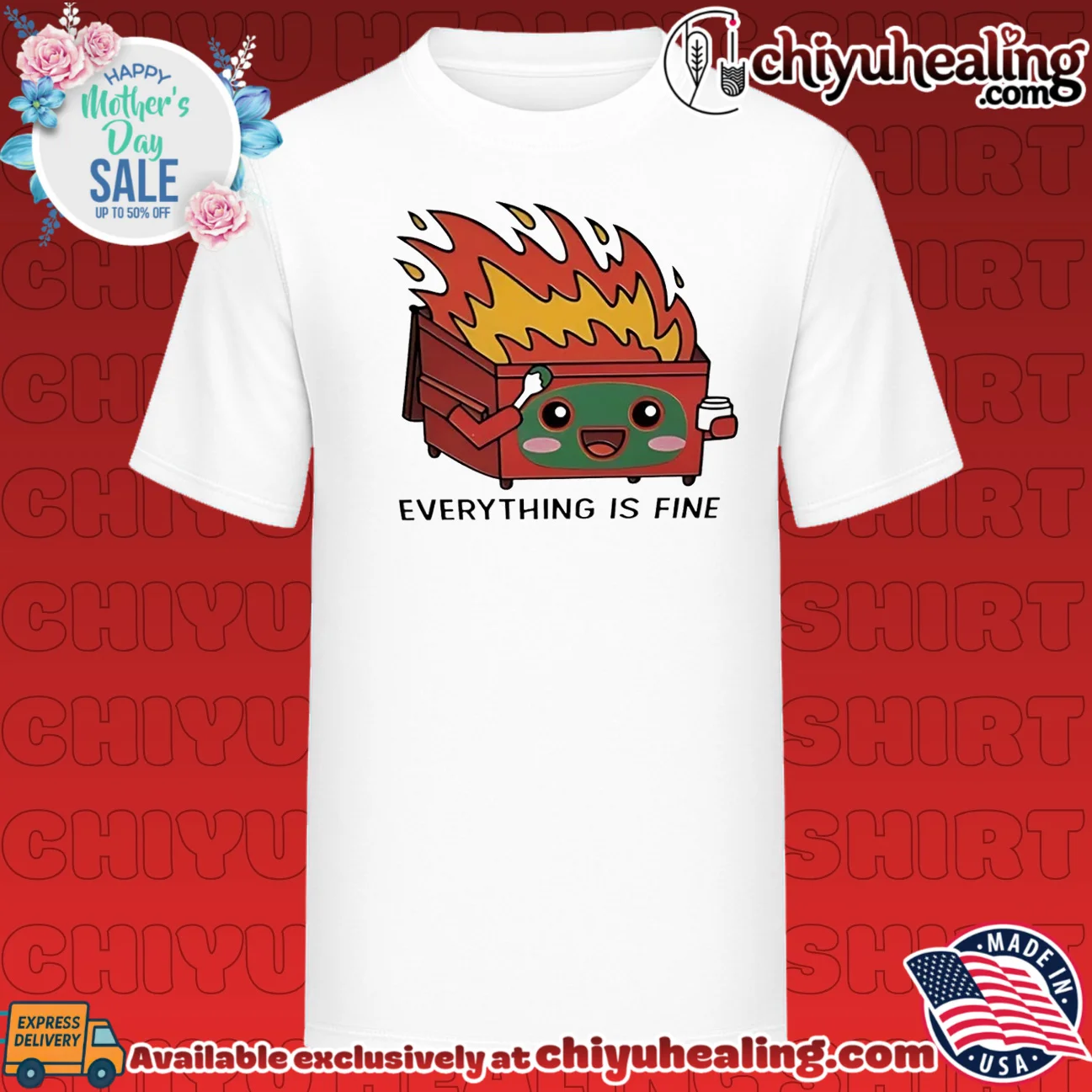 Everything is fine dumpster fire meme shirt