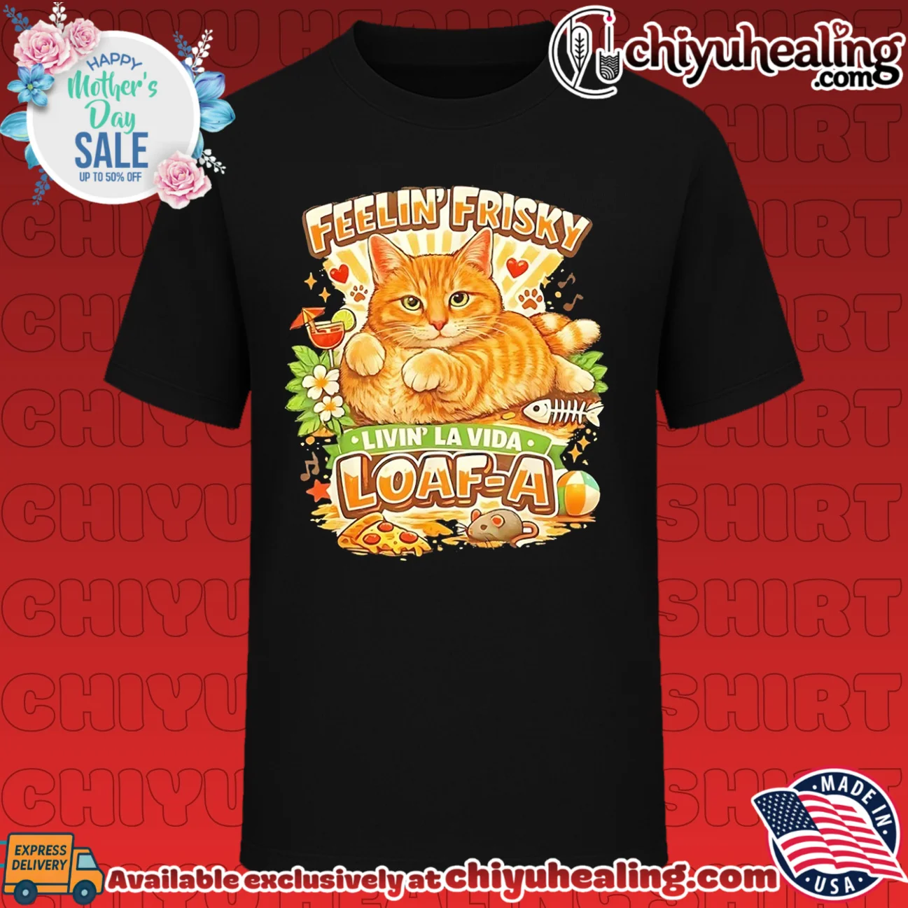 Feelin' frisky livin' la vida loaf-a graphic cute cat