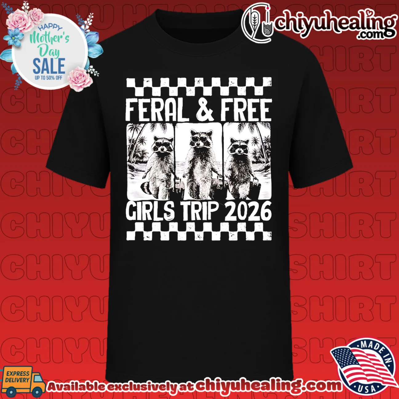 Feral and Free Girls Trip 2026 raccoon vacation shirt & hoodie