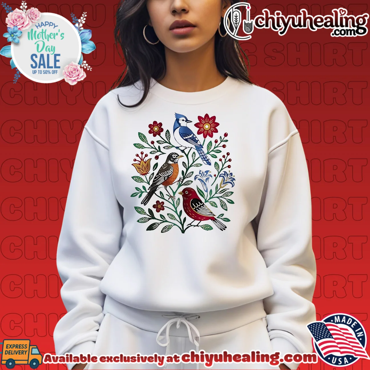Floral Birdsong Blue Jay Robin and Red Bird shirt & hoodie Floral Birdsong Blue Jay Robin and Red Bird shirt & hoodie