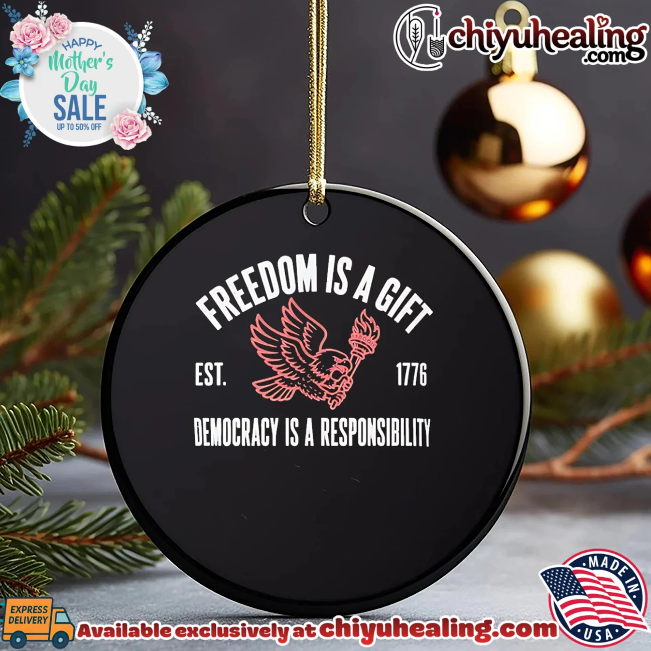 Freedom is a Gift Democracy is a responsibility classic shirt & hoodie - Everyday Fit Freedom is a Gift Democracy is a responsibility