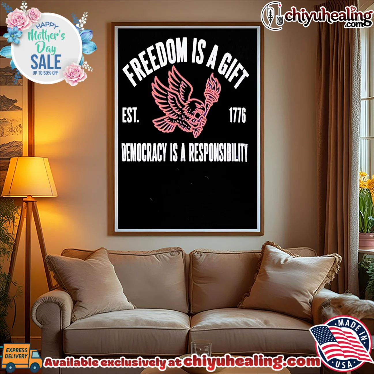 Freedom is a gift est 1776 democracy us a responsibility viral shirt & hoodie - The Fan Collection Freedom is a gift est 1776 democracy us a responsibility