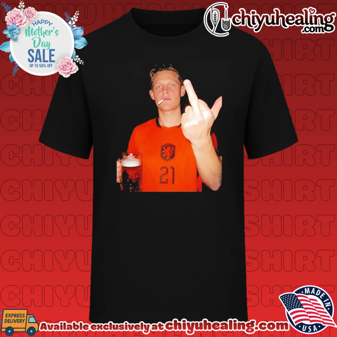 Frenkie de Jong Netherlands National Football Team Beer and Cigarette middle finger shirt & hoodie