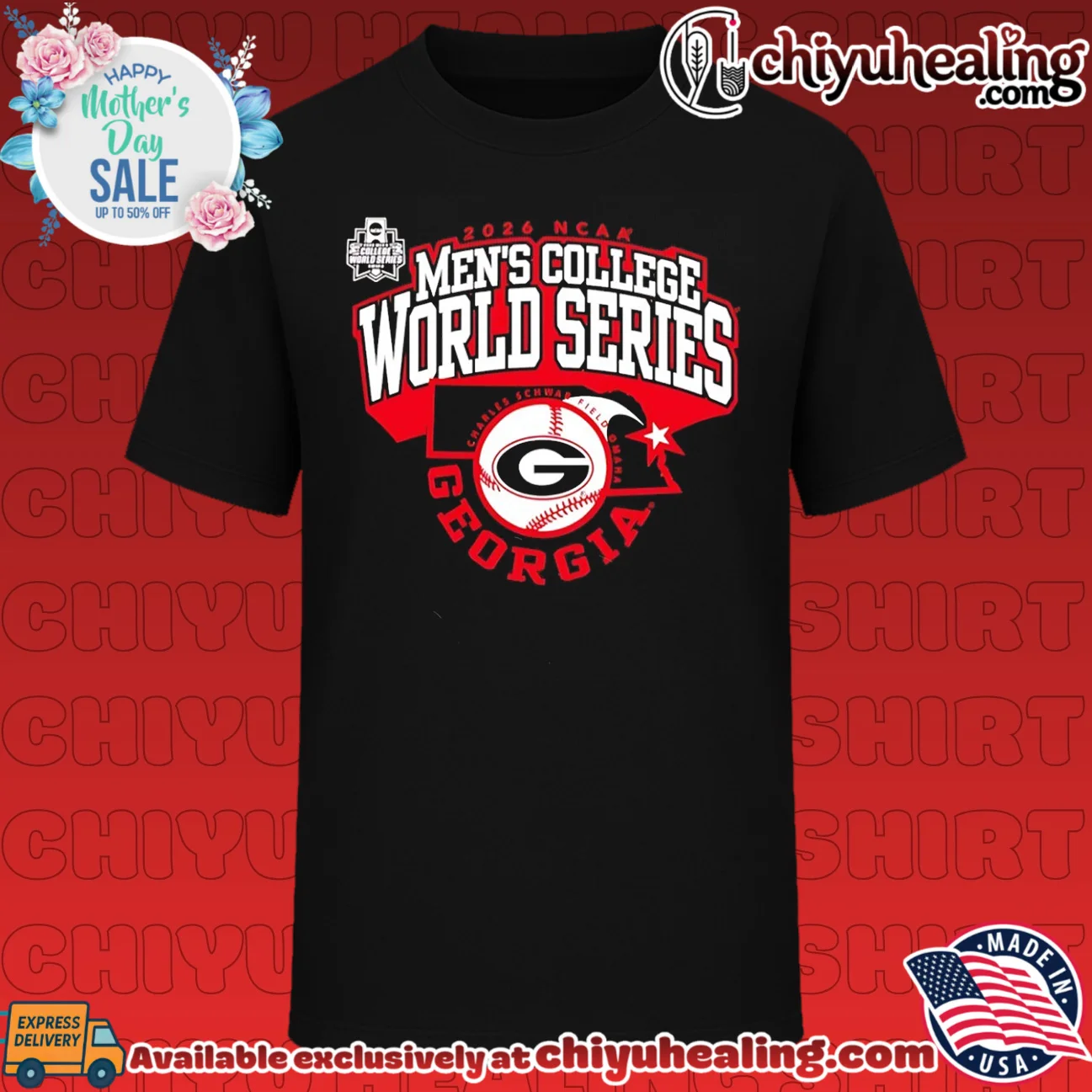 Georgia Bulldogs 2026 College World Series State Outline Omaha Bound shirt