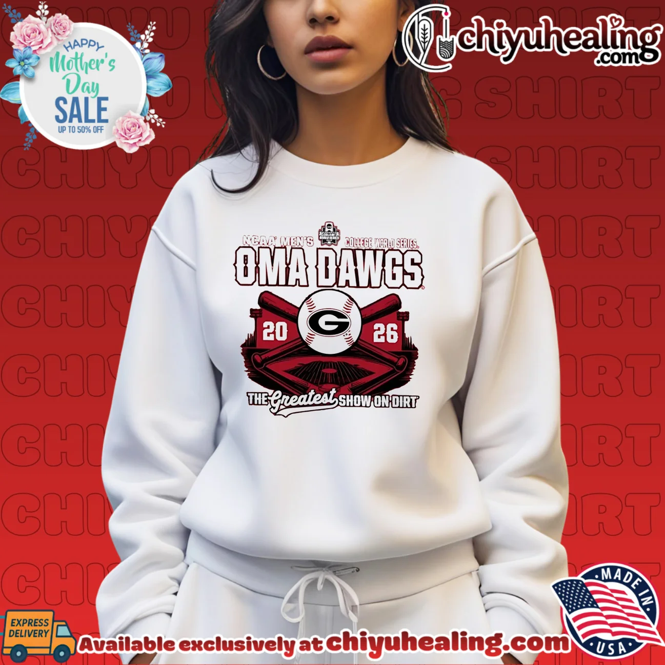 Georgia Bulldogs Oma Dawgs 2026 College World Series The Greatest show on dirt shirt grail shirt & hoodie | Official Style Drop Georgia Bulldogs Oma Dawgs 2026 College World Series The Greatest show on dirt shirt