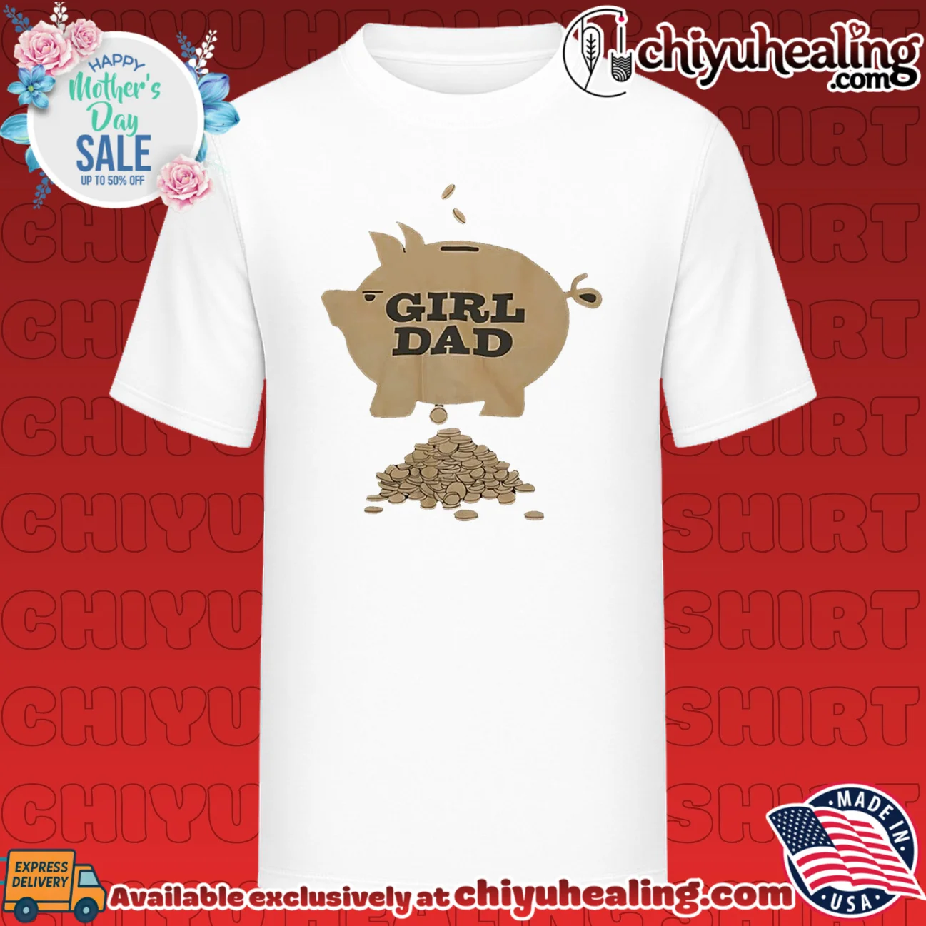 Girl dad piggy bank graphic shirt & hoodie