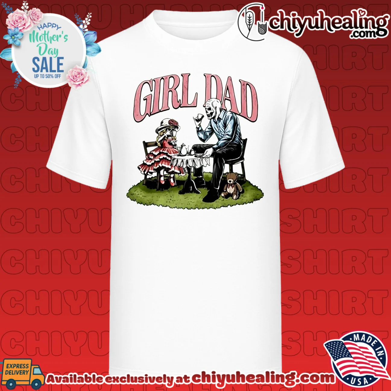 Girl Dad Skeleton Tea Party Fatherhood