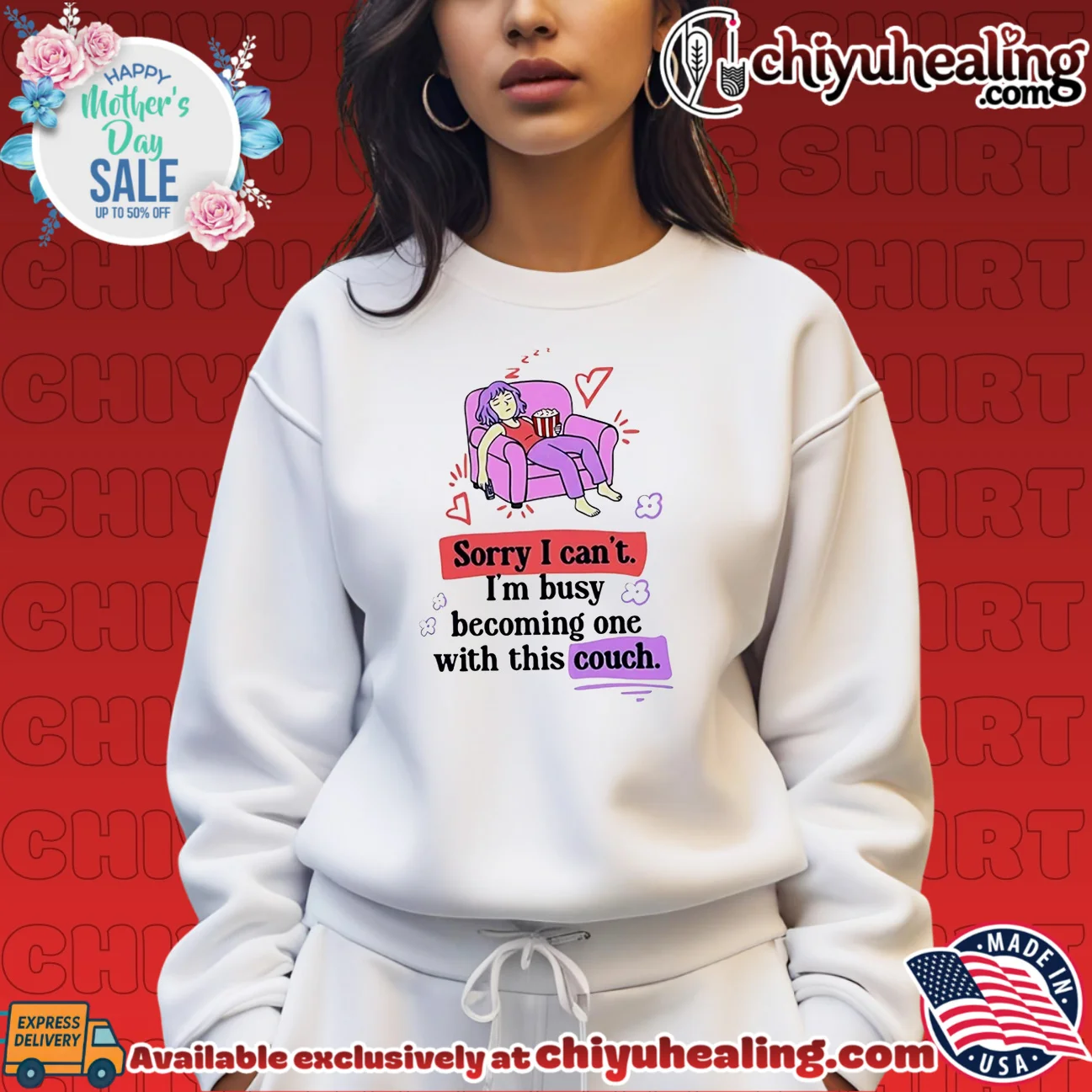 Girl sorry I can't I'm busy becoming one with this couch statement shirt & hoodie | Gift Idea 2026 Girl sorry I can't I'm busy becoming one with this couch